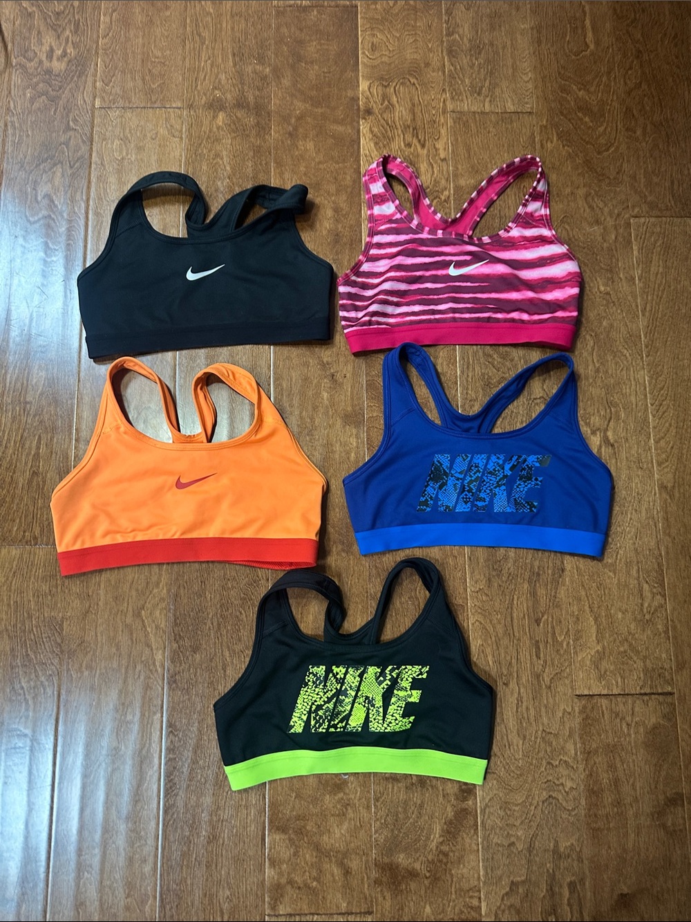 Nike Girls' Sports Bras Lot - Black, Pink, Orange, Blue, Neon Green